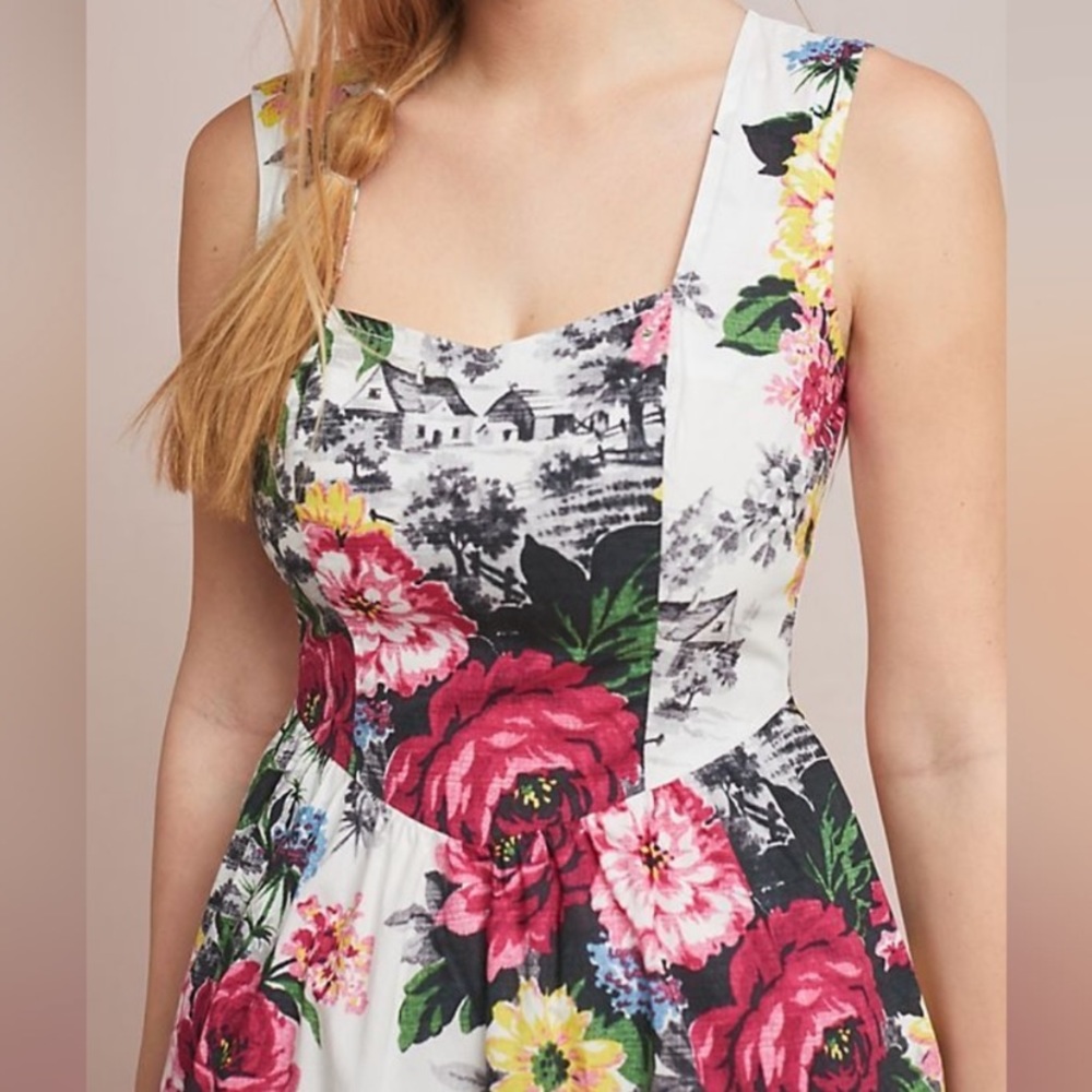 Anthropologie Amelia Floral Sweetheart Neckline Dress - Picture 7 of 9